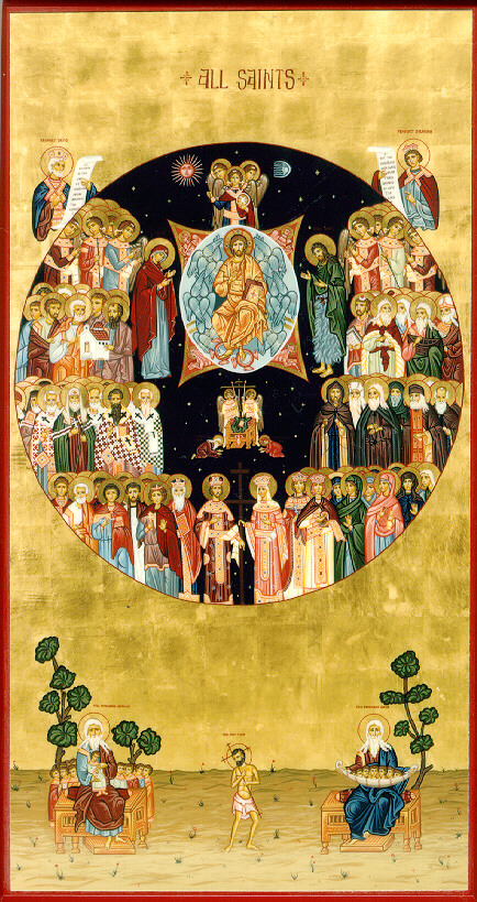 All Saints icon by the hand of Erin Mary Kimmet. The icon at All Saints, Salina is believed to be the first All Saints icon written in English
